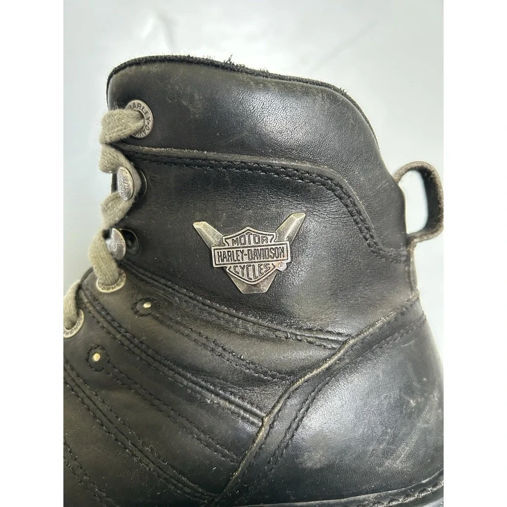 Vintage Harley-Davidson Men's Black Leather Steel Toe Motorcycle Boots Size 9